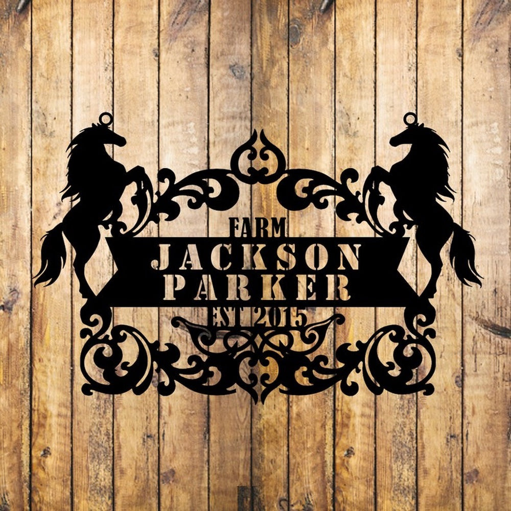 Farm Metal Sign, Horse Ranch Christmas Custom Metal Signs