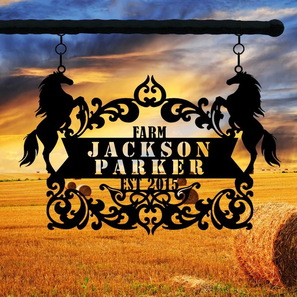 Farm Metal Sign, Horse Ranch Christmas Custom Metal Signs