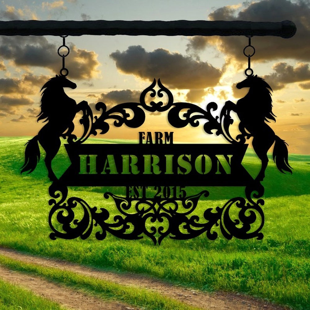 Farm Metal Sign, Horse Ranch Christmas Custom Metal Signs
