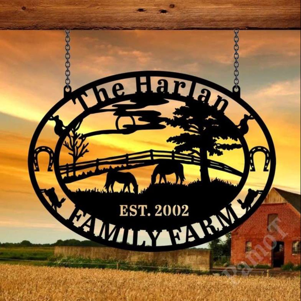 Farm Metal Sign, Horse Ranch Farmhouse Sign Personalized Metal Farm Sign Horse Lover