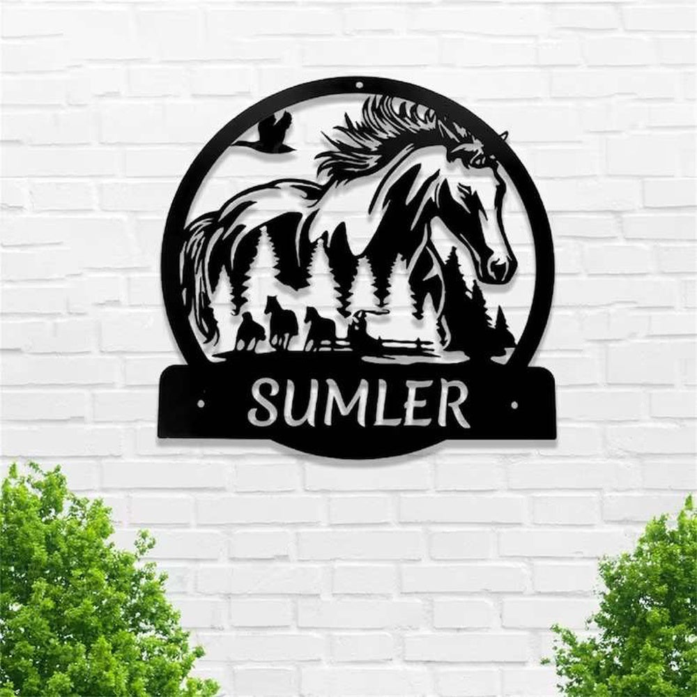 Farm Metal Sign, Horse Ranch Farmhouse Wall Art Farm Custom Horse Metal Sign