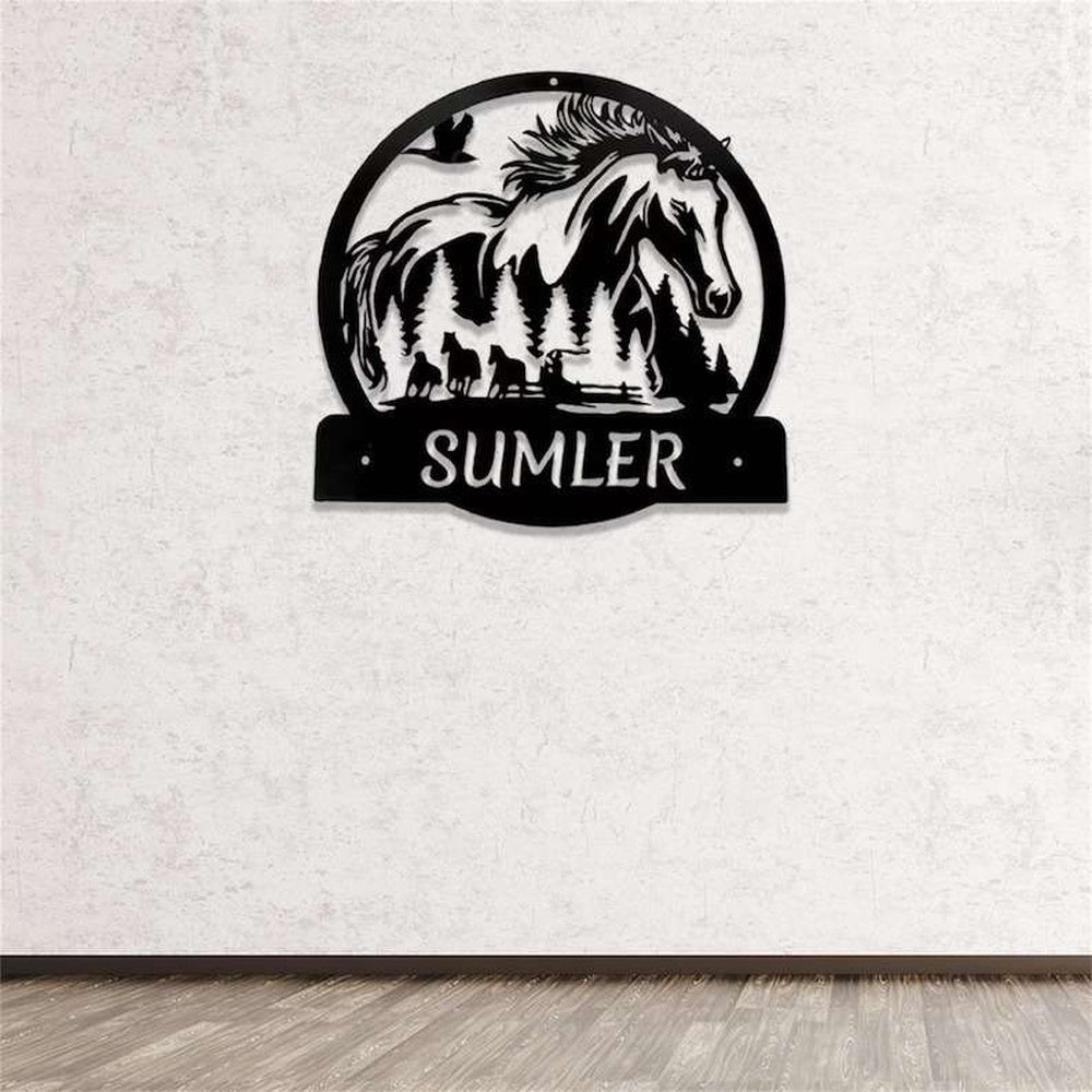 Farm Metal Sign, Horse Ranch Farmhouse Wall Art Farm Custom Horse Metal Sign