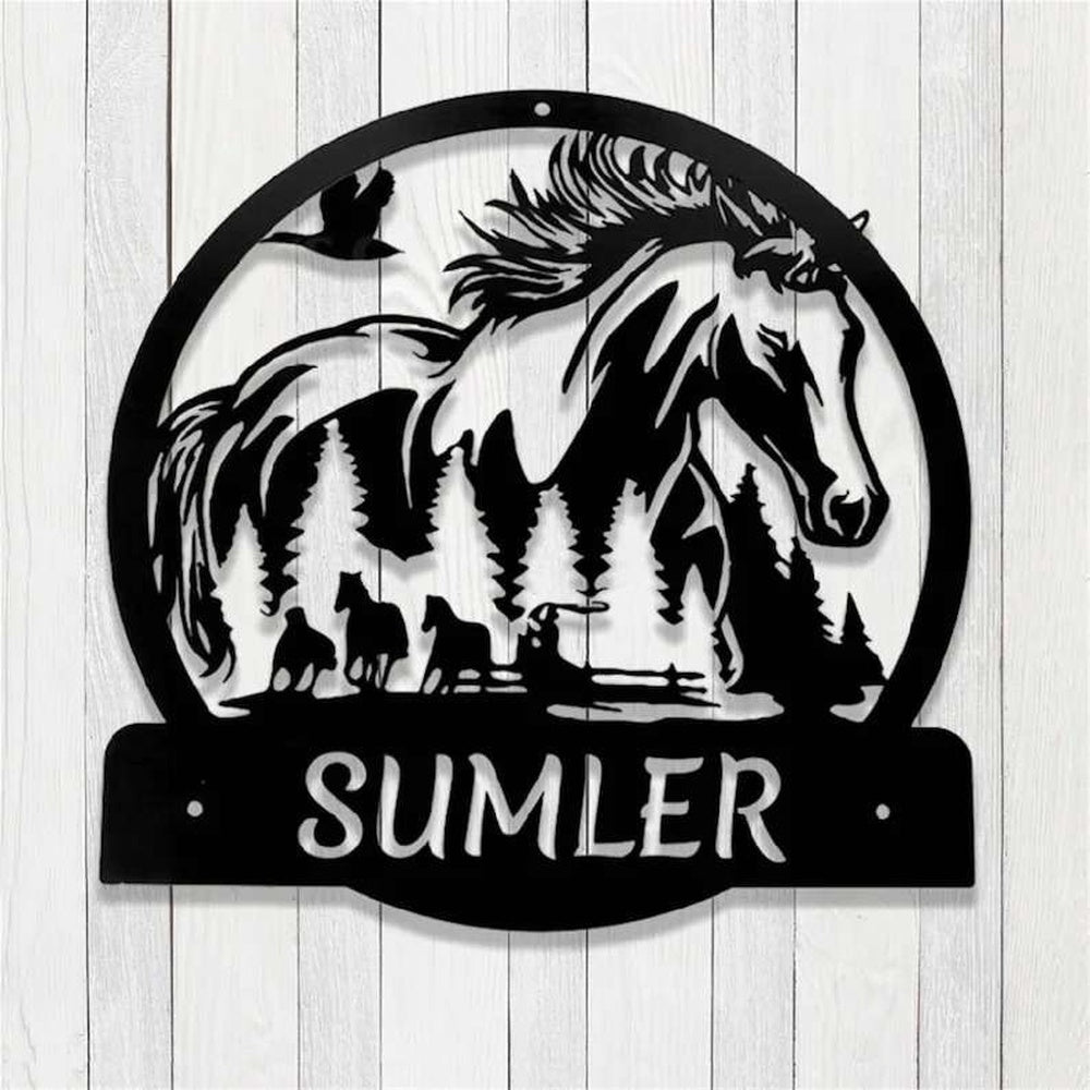 Farm Metal Sign, Horse Ranch Farmhouse Wall Art Farm Custom Horse Metal Sign