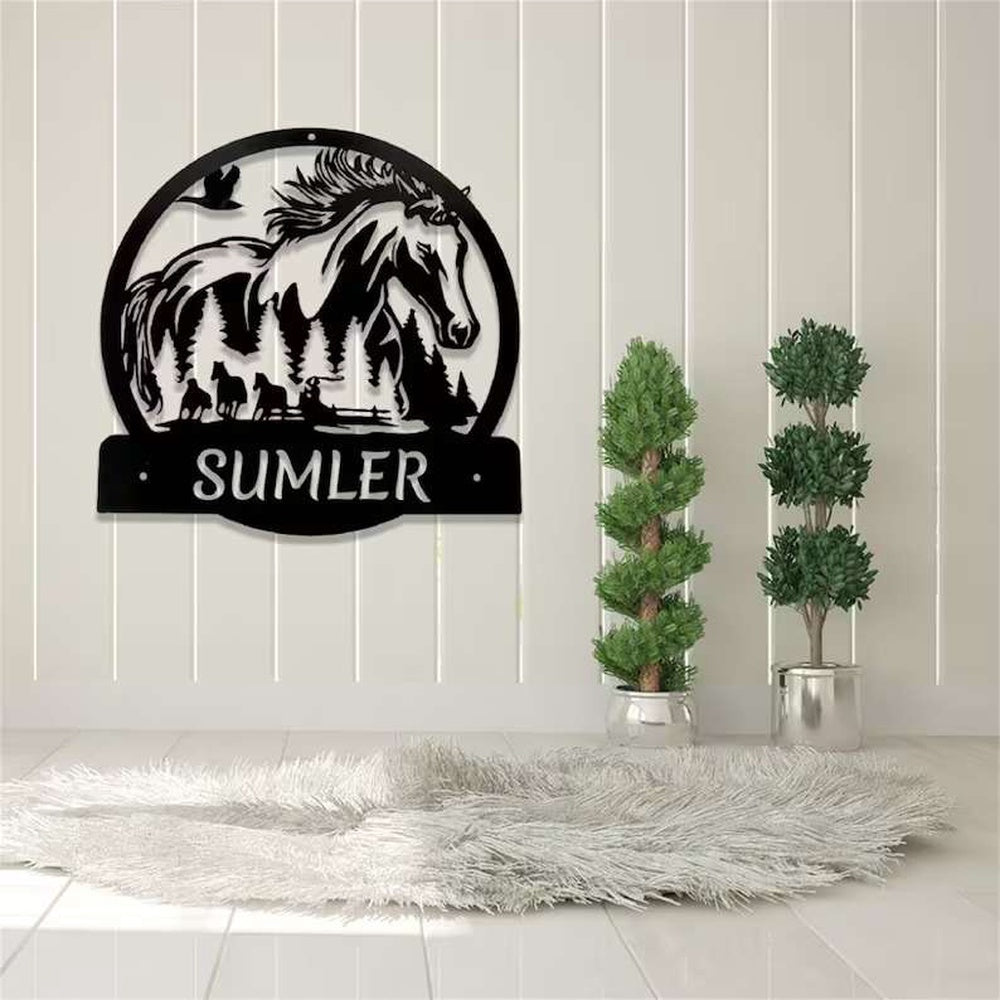 Farm Metal Sign, Horse Ranch Farmhouse Wall Art Farm Custom Horse Metal Sign