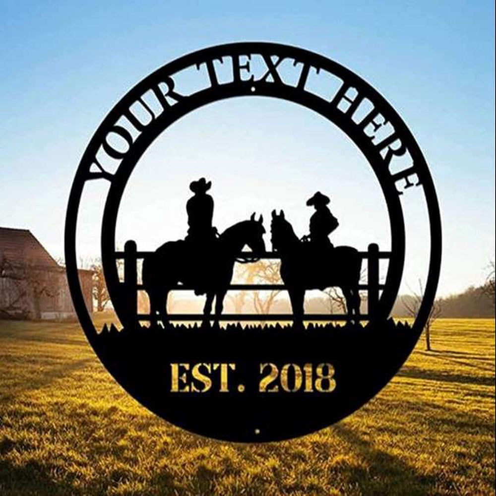 Farm Metal Sign, Horse Ranch Wall Art Cowboy Cowgirl Horse Farm Lover Personalized Metal Sign
