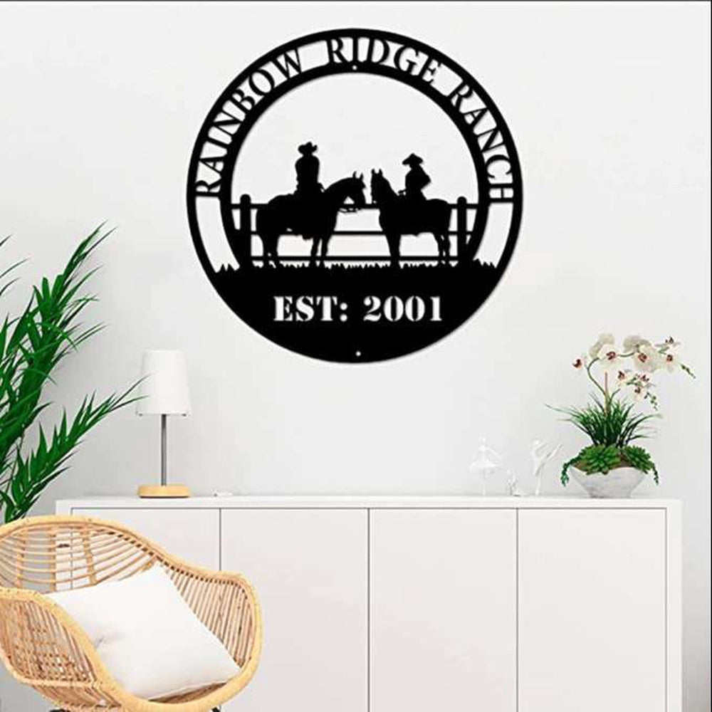 Farm Metal Sign, Horse Ranch Wall Art Cowboy Cowgirl Horse Farm Lover Personalized Metal Sign