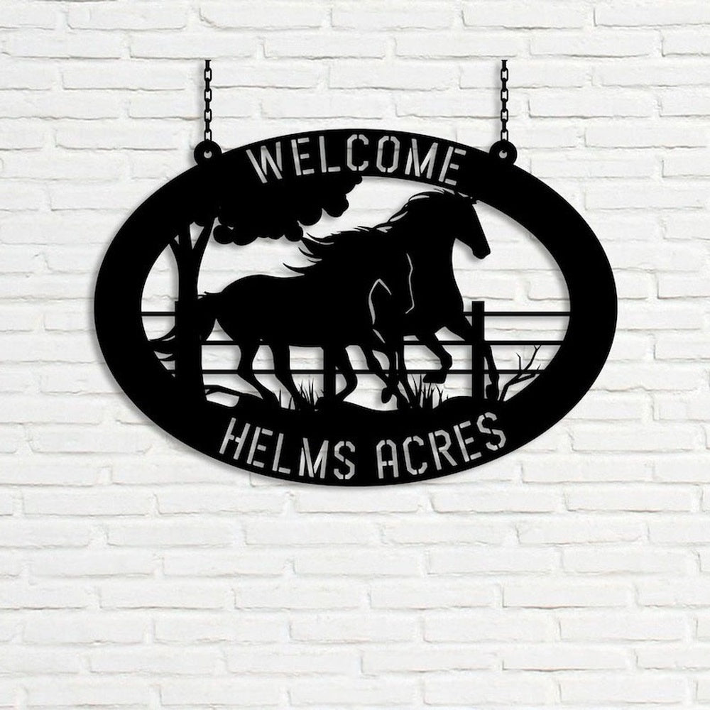 Farm Metal Sign, Horse Ranch Welcome Farm Animals Custom Metal Signs