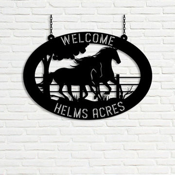 Farm Metal Sign, Horse Ranch Welcome Farm Animals Custom Metal Signs