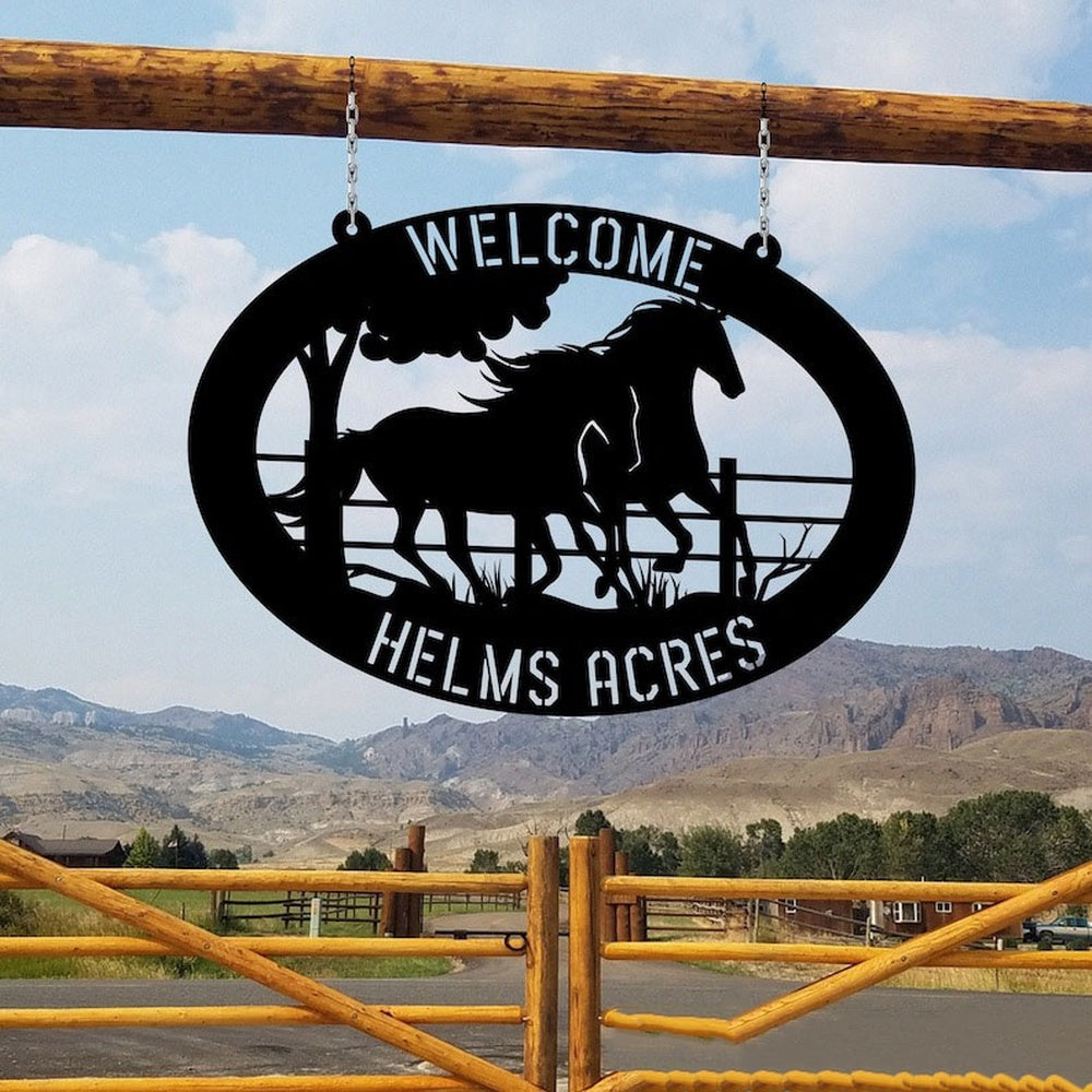 Farm Metal Sign, Horse Ranch Welcome Farm Animals Custom Metal Signs