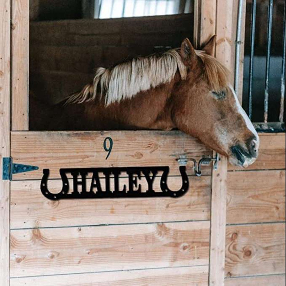 Farm Metal Sign, Horse Stall Name Plate Horse Lover Name Sign Horse Farm Personalized Metal Sign