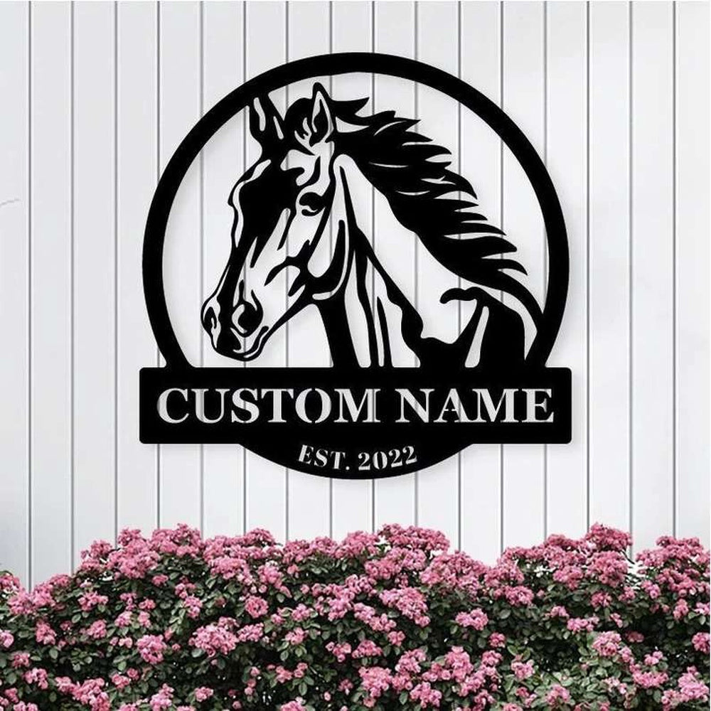 Farm Metal Sign, Horse Wall Decor Farmhouse Horse Farm Personalized Metal Horse Sign