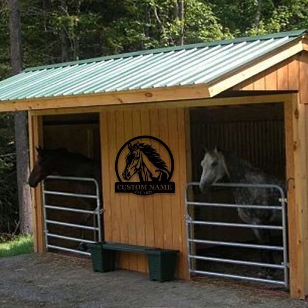 Farm Metal Sign, Horse Wall Decor Farmhouse Horse Farm Personalized Metal Horse Sign