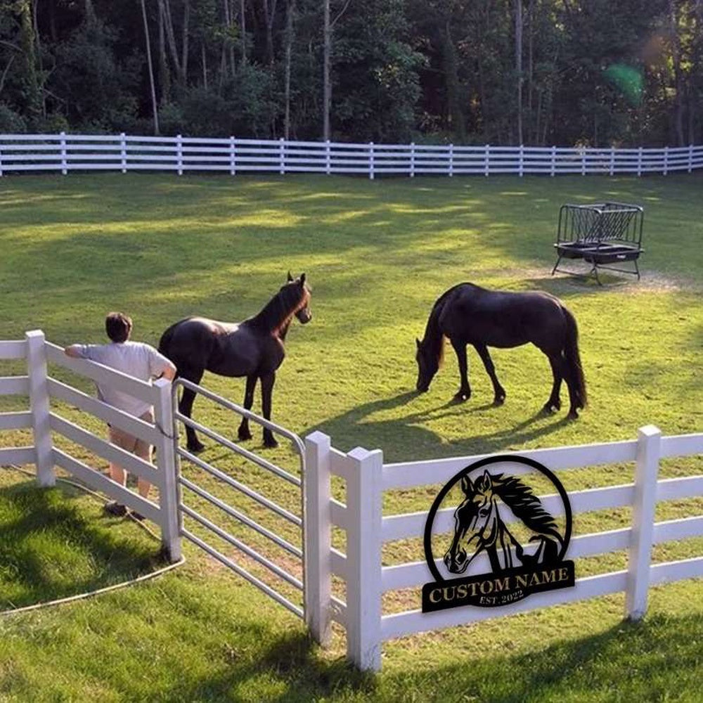 Farm Metal Sign, Horse Wall Decor Farmhouse Horse Farm Personalized Metal Horse Sign