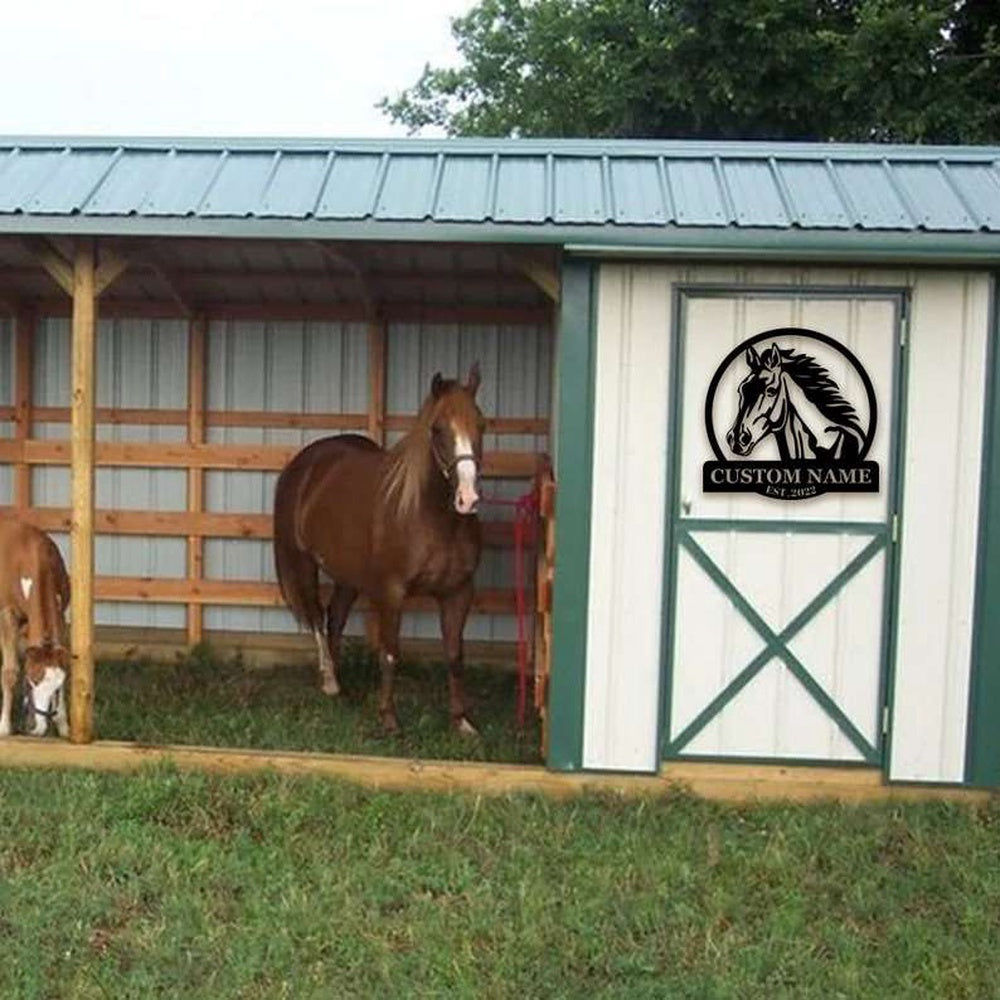 Farm Metal Sign, Horse Wall Decor Farmhouse Horse Farm Personalized Metal Horse Sign