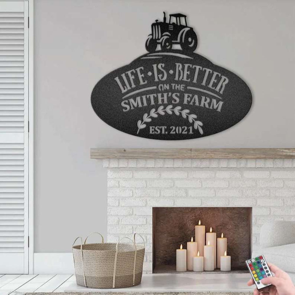 Farm Metal Sign, Life Is Better Tractor Farmhouse Family Farm Custom Metal Sign