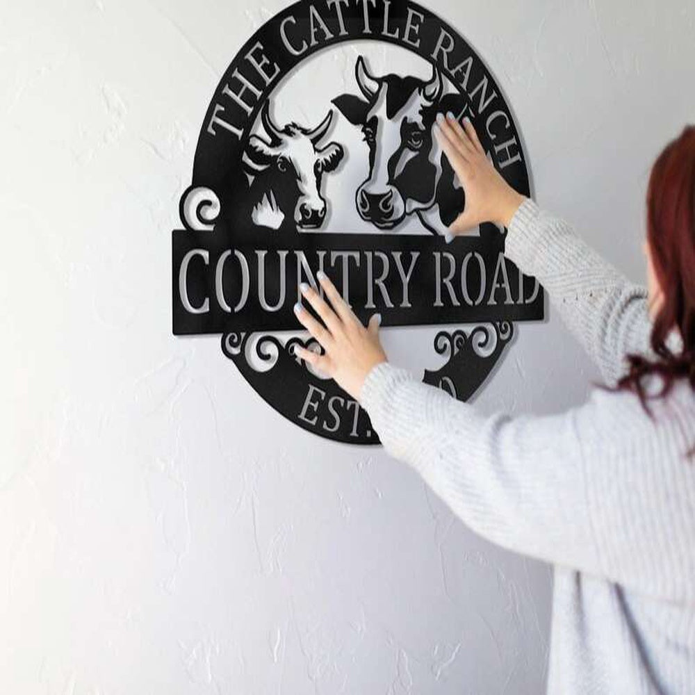 Farm Metal Sign, Metal Country Road Cattle Ranch Domestic Farmhouse Personalized Family Farm Sign