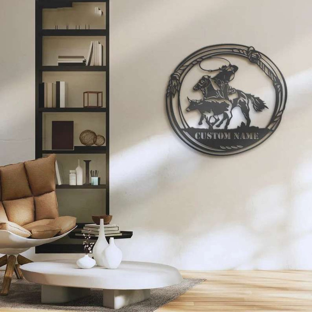 Farm Metal Sign, Metal Cowboy Roping Sign Calf Roper Custom Name Sign