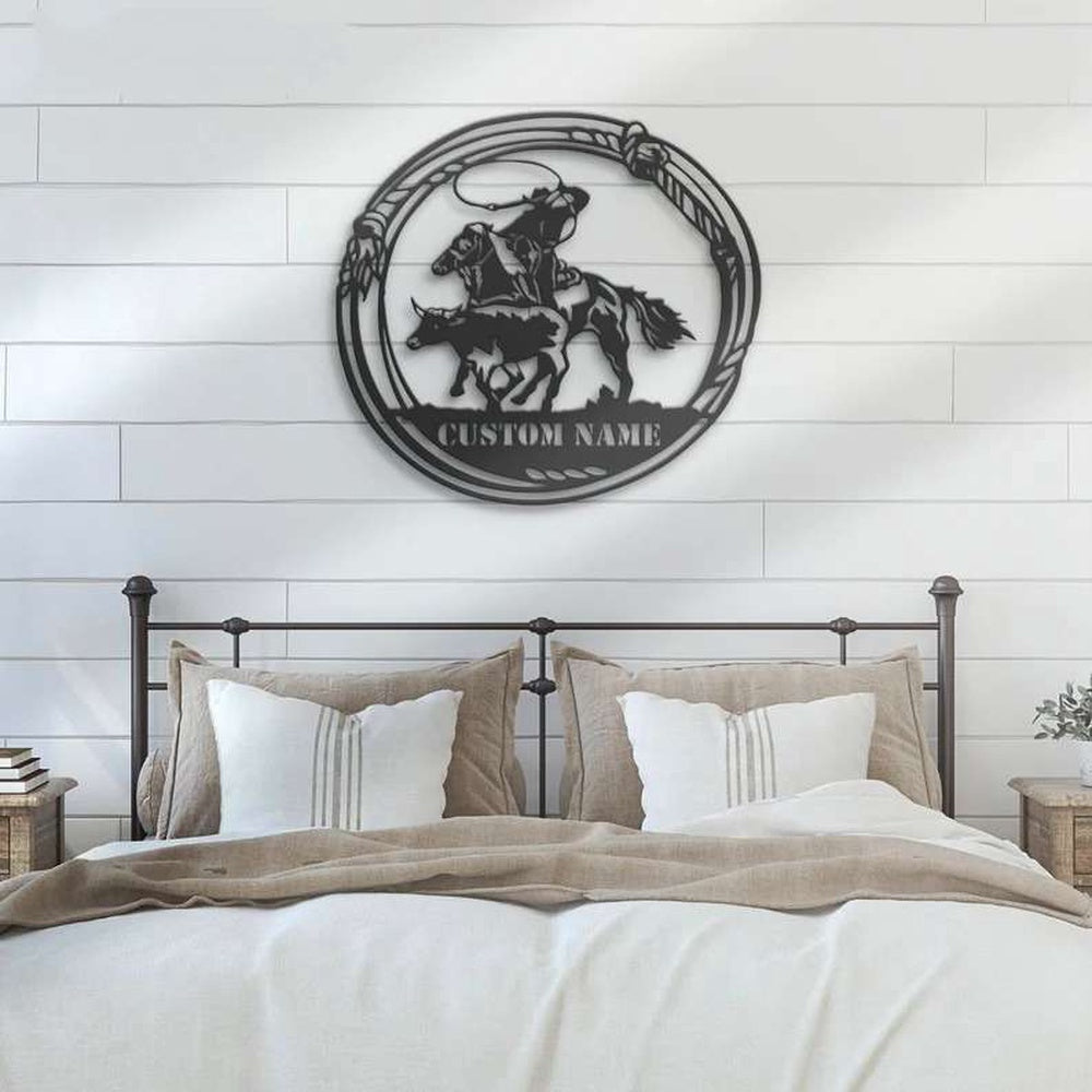Farm Metal Sign, Metal Cowboy Roping Sign Calf Roper Custom Name Sign