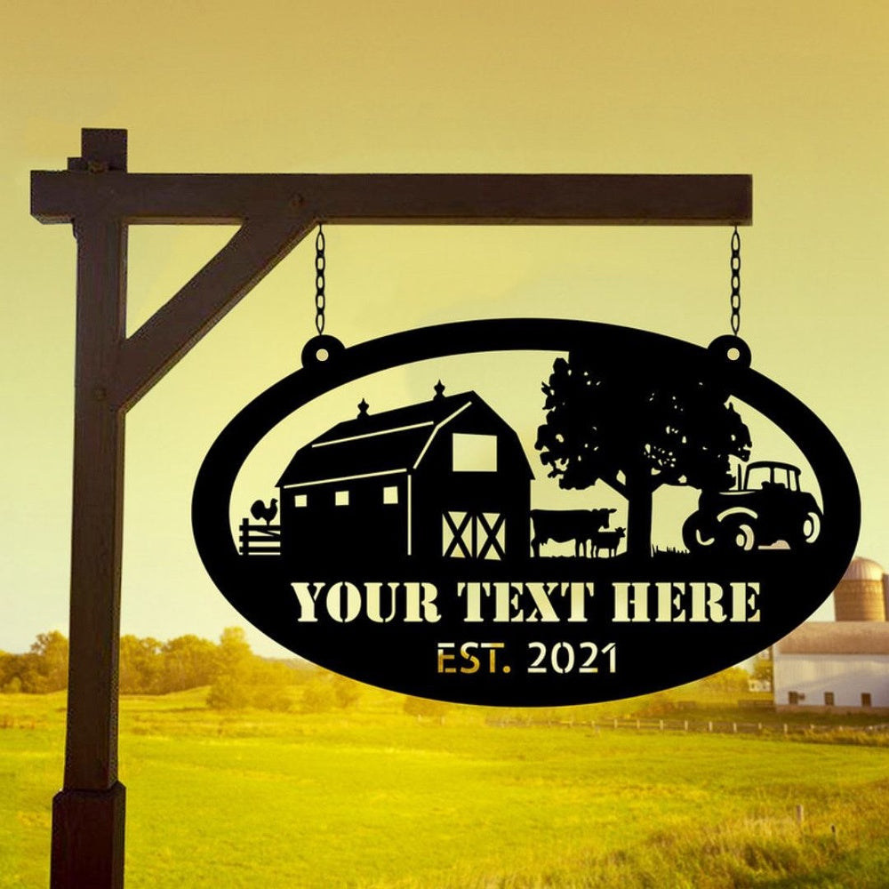 Farm Metal Sign, Metal Farm Sign, Barn Tractor Cow Cattle Ranch Sign, Barn Sign, Farmhouse Decor, Personalized Metal Farm Signs