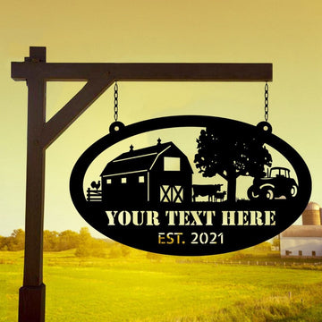 Farm Metal Sign, Metal Farm Sign, Barn Tractor Cow Cattle Ranch Sign, Barn Sign, Farmhouse Decor, Personalized Metal Farm Signs