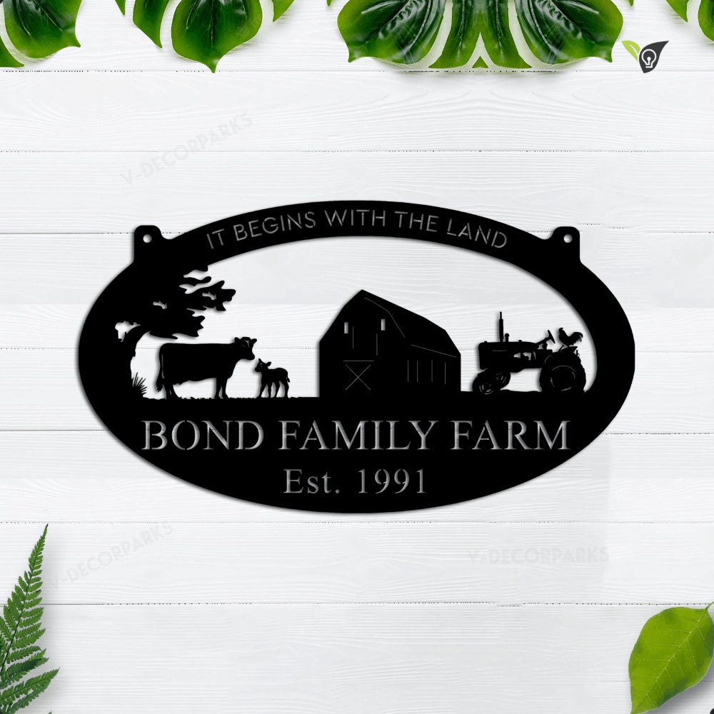 Farm Metal Sign, Metal Farm Sign,barn ,cow Calf ,rooster On Tractor Sign With Your Name, Metal House Sign, Personalized Metal Farm Signs