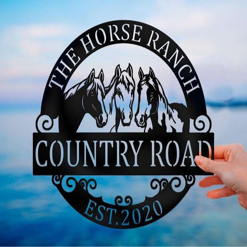 Farm Metal Sign, Metal Horse Ranch Sign Country Road Domestic Farmhouse Personalized Horse Sign