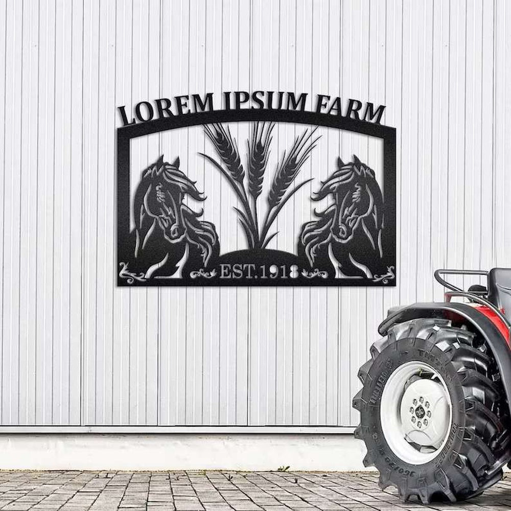 Farm Metal Sign, Monogram Horse Sign Farm Personalized Metal Art Farm House Decor Horse Lover