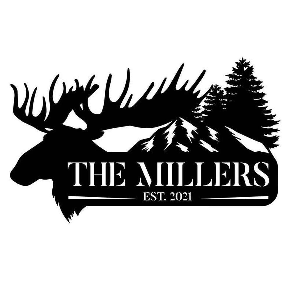 Farm Metal Sign, Moose Hunting Custom Metal Sign Monogarm Outdoor Farm Sign Home Gate Decor