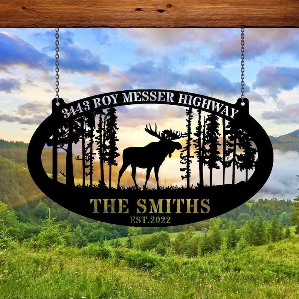 Farm Metal Sign, Moose Hunting Welded Moose Hunting Hunter Dad Gift Custom Metal Signs