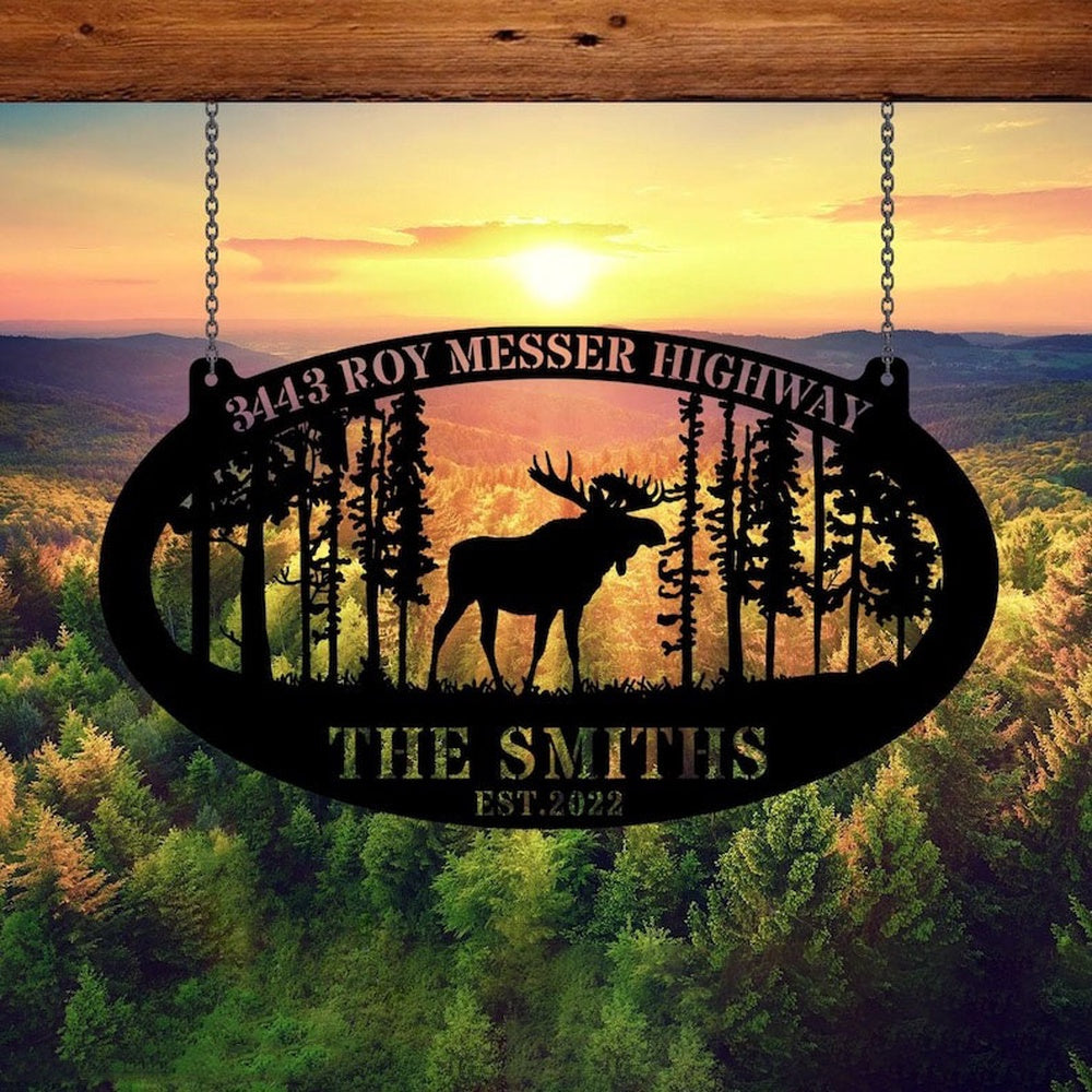 Farm Metal Sign, Moose Hunting Welded Moose Hunting Hunter Dad Gift Custom Metal Signs