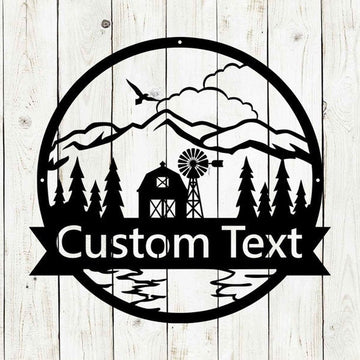 Farm Metal Sign, Mountain Barn Monogram Steel Sign, Custom Sign, Monogram Sign, Personalized Metal Farm Signs