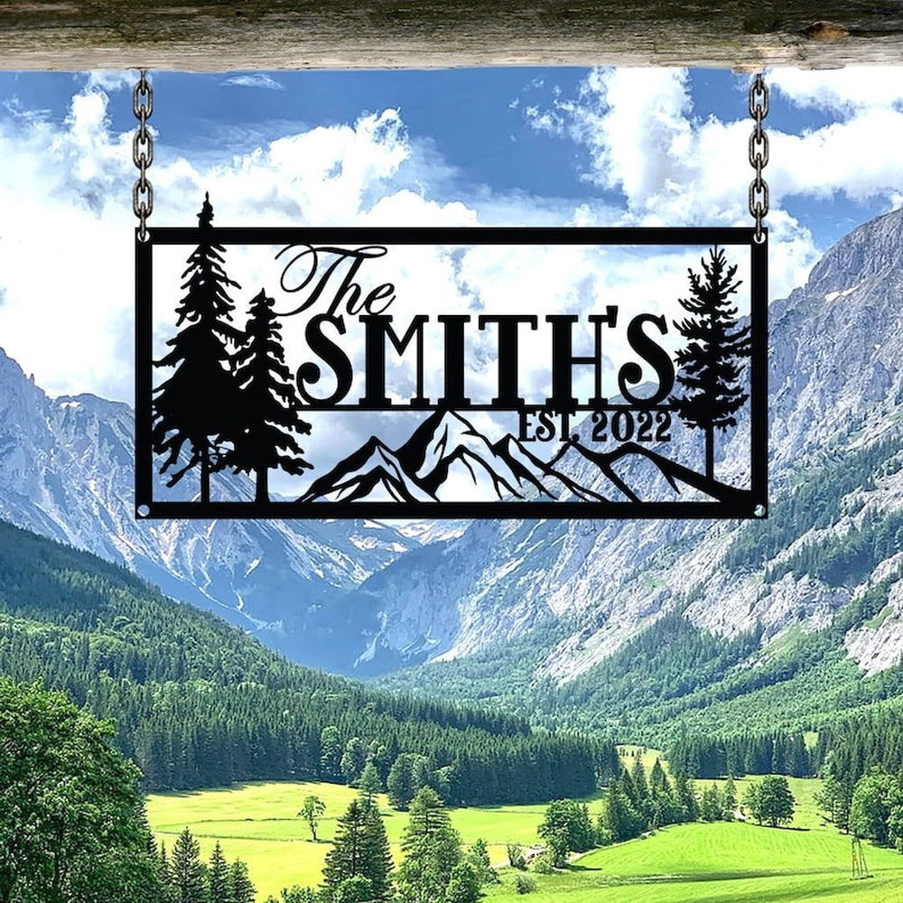 Farm Metal Sign, Mountain Forest Last Name Custom Metal Signs