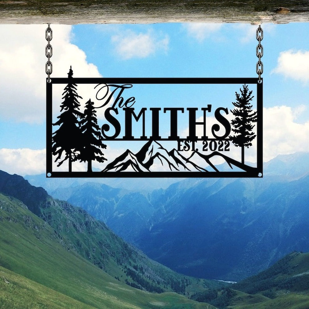 Farm Metal Sign, Mountain Forest Last Name Custom Metal Signs