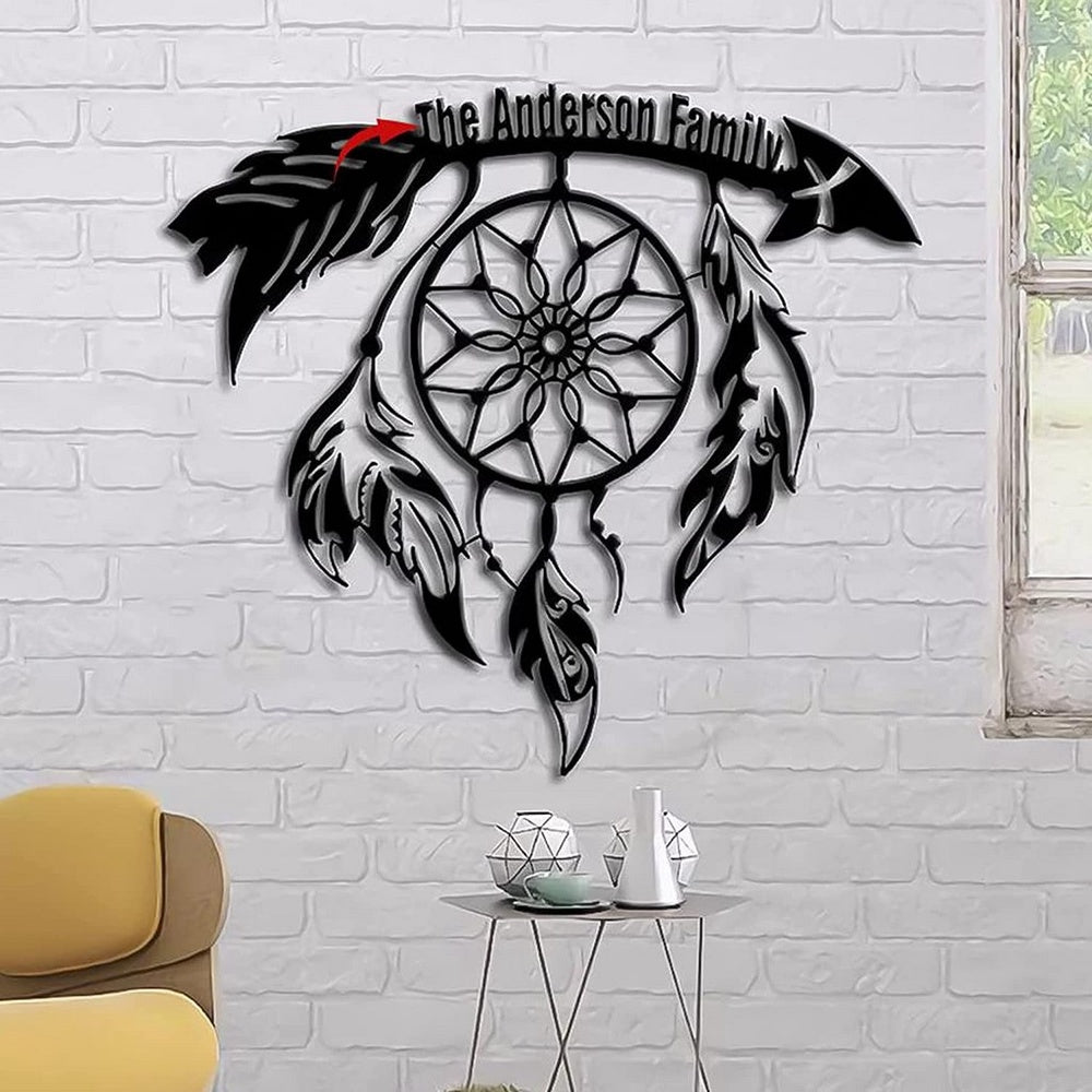 Farm Metal Sign, Native American Dream Catcher Metal Art Personalized Family Name Signs Home Decor
