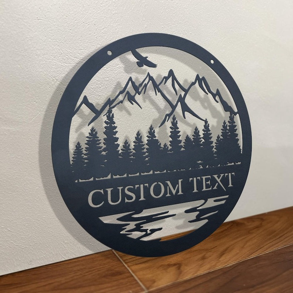 Farm Metal Sign, Nature Mountain Forest Hill and Trees Cabin Custom Metal Signs