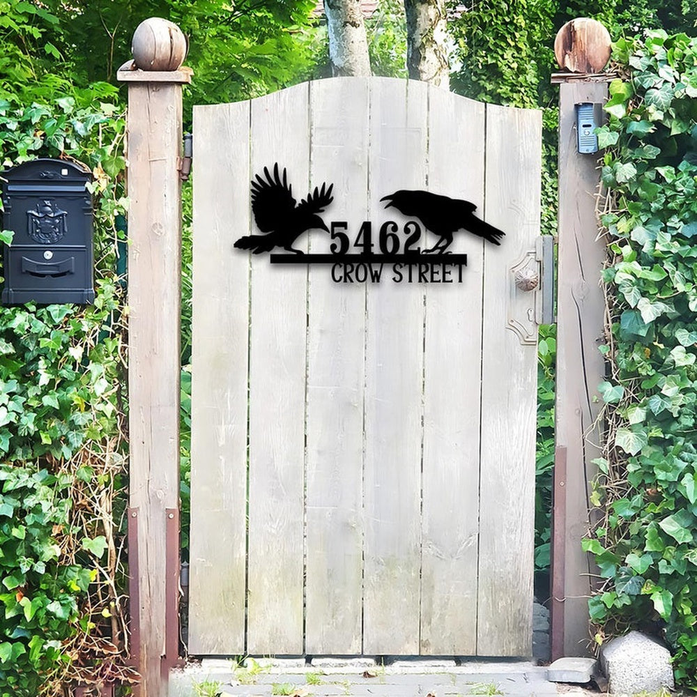 Farm Metal Sign, Old Crow Ranch Customized Address Sign Crow Metal Sign Power Coated Laser Cut