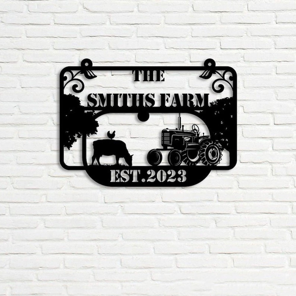 Farm Metal Sign, Outdoor Welcome Farmhouse Cow Chicken Tractor Custom Metal Signs