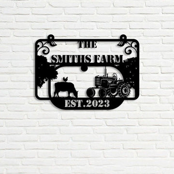 Farm Metal Sign, Outdoor Welcome Farmhouse Cow Chicken Tractor Custom Metal Signs