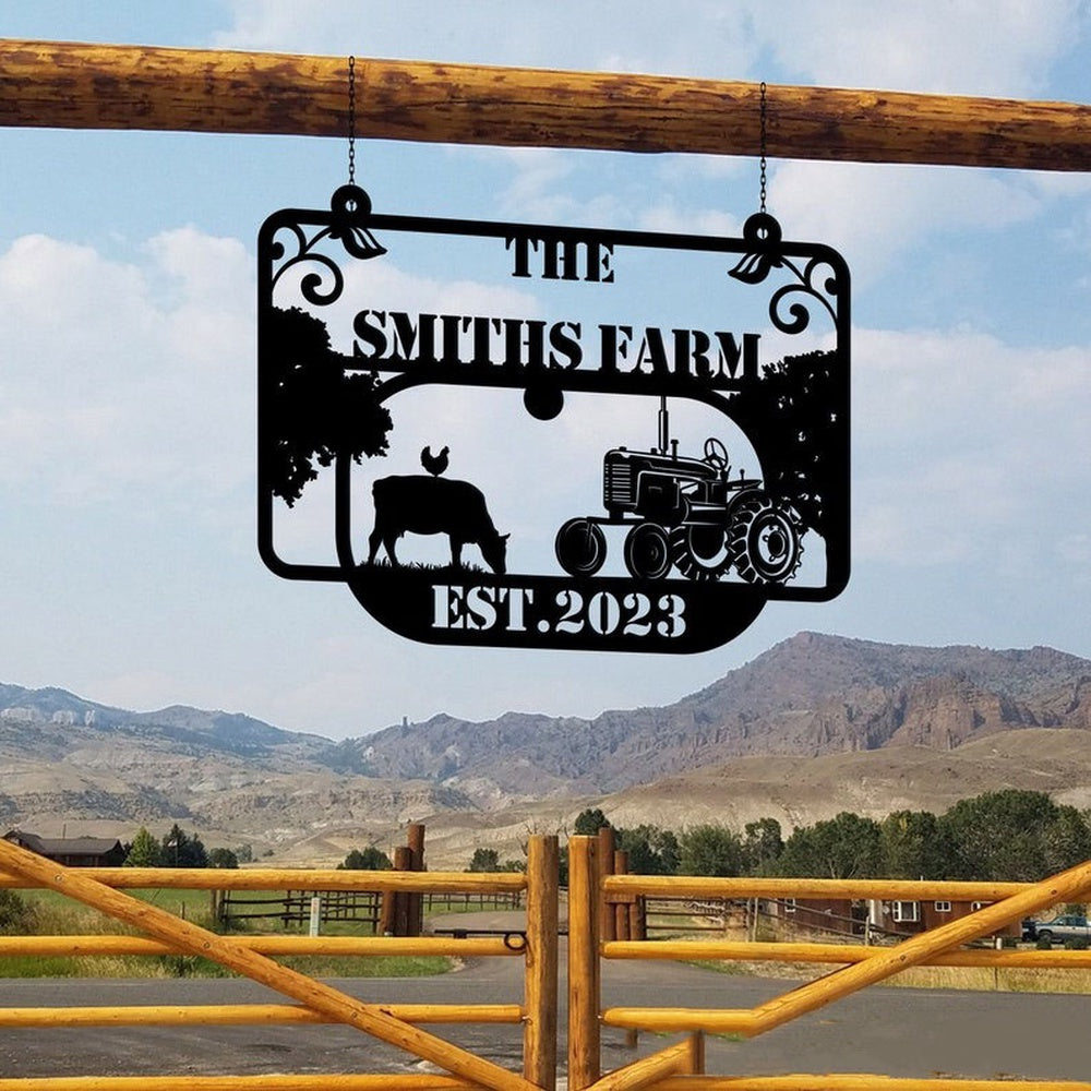 Farm Metal Sign, Outdoor Welcome Farmhouse Cow Chicken Tractor Custom Metal Signs