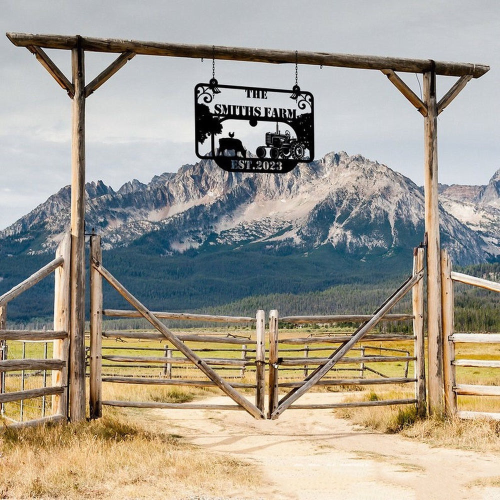 Farm Metal Sign, Outdoor Welcome Farmhouse Cow Chicken Tractor Custom Metal Signs