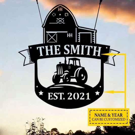 Farm Metal Sign, Personalized Barn Metal Sign Tractor Farmhouse Decor Metal Farm Sign