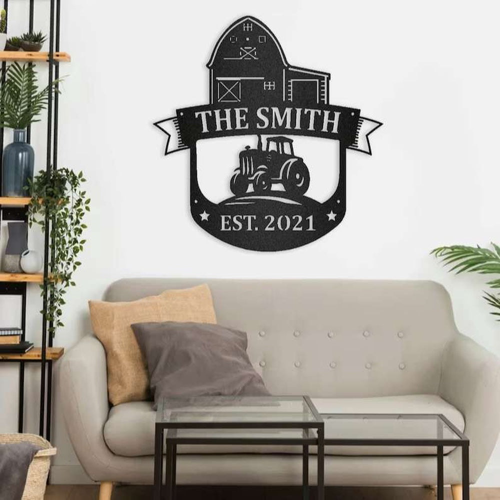 Farm Metal Sign, Personalized Barn Metal Sign Tractor Farmhouse Decor Metal Farm Sign