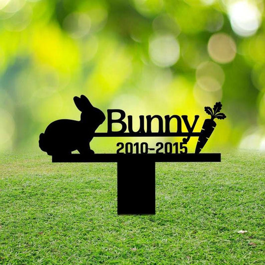 Farm Metal Sign, Personalized Bunny Memorial Sign Yard Stakes Grave Marker Cemetery Decor Custom Metal Sign