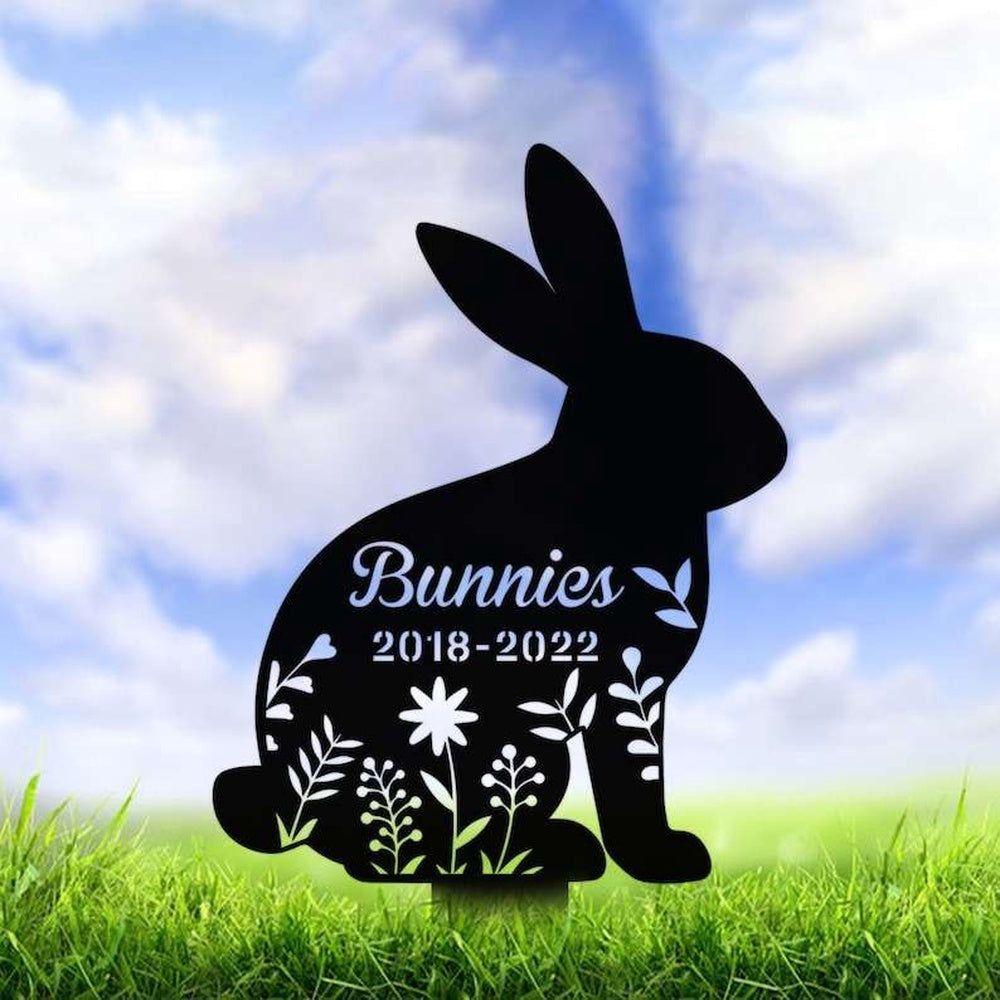 Farm Metal Sign, Personalized Bunny Memorial Sign Yard Stakes Grave Marker Cemetery Decor Custom Metal Sign