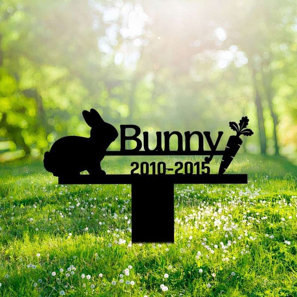 Farm Metal Sign, Personalized Bunny Memorial Sign Yard Stakes Grave Marker Cemetery Decor Custom Metal Sign