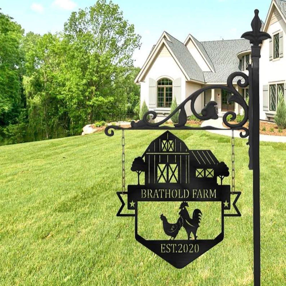 Farm Metal Sign, Personalized Chicken Farm Metal Sign Hen House Coop Farmhouse Farmer Gift