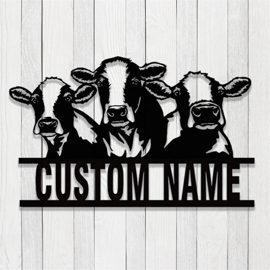 Farm Metal Sign, Personalized Cow Metal Signs Housewarming Rustic Farm Decor