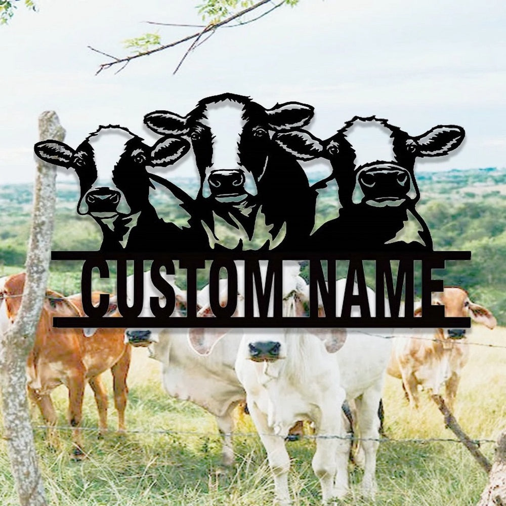 Farm Metal Sign, Personalized Cow Metal Signs Housewarming Rustic Farm Decor