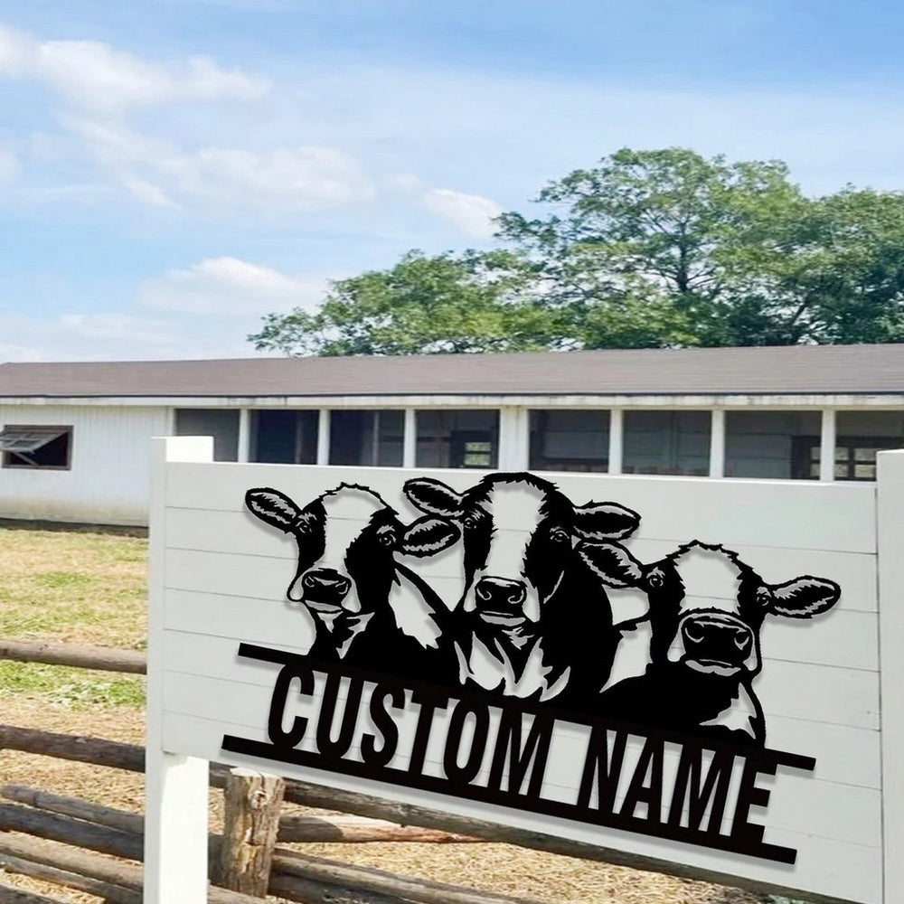 Farm Metal Sign, Personalized Cow Metal Signs Housewarming Rustic Farm Decor