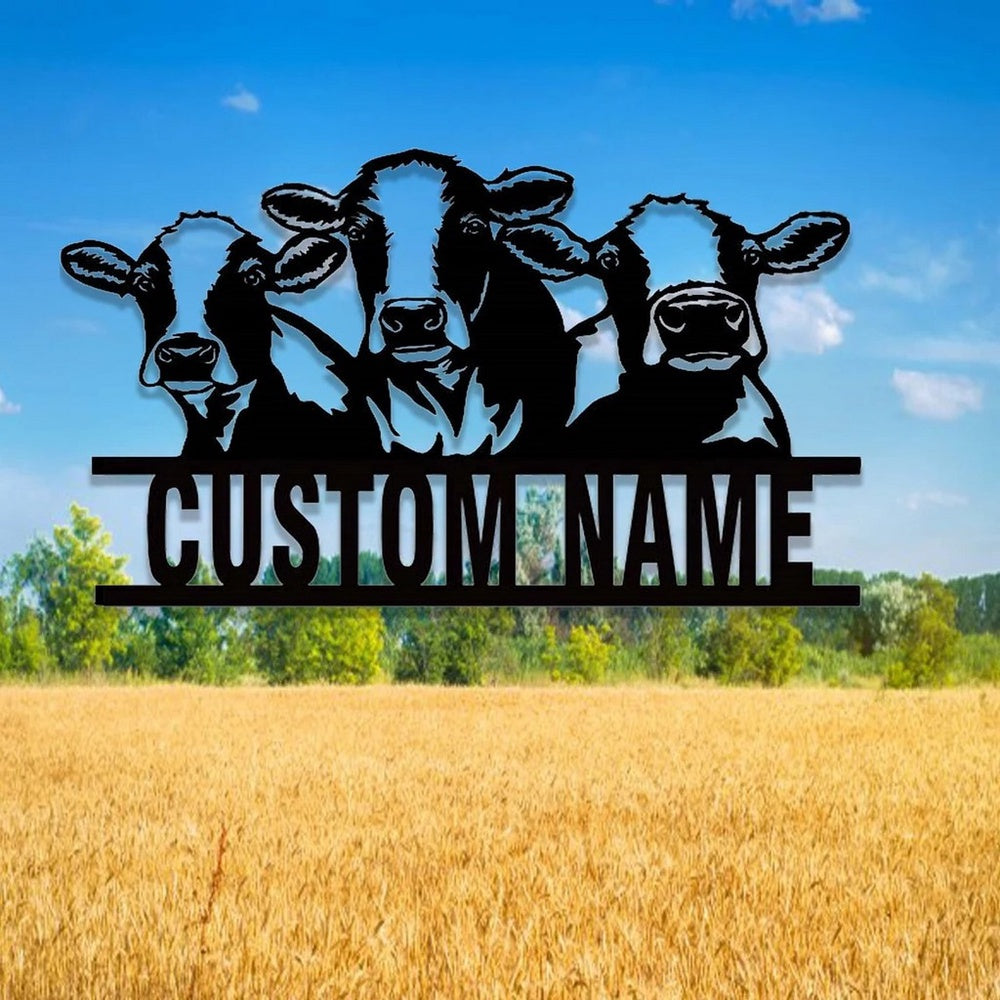 Farm Metal Sign, Personalized Cow Metal Signs Housewarming Rustic Farm Decor